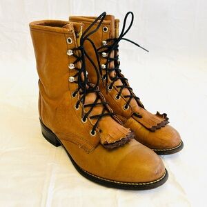 Laredo Tan Lace-Up Leather Boots